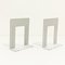Fermalibri Bauhaus vintage in metallo laccato grigio, set di 3, Immagine 2