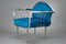 Blaue Vintage Armlehnstühle aus verchromtem Stahl, 1950er, 2er Set 8
