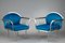 Fauteuils Vintage en Acier Chromé Bleu, 1950s, Set de 2 2