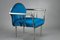 Blaue Vintage Armlehnstühle aus verchromtem Stahl, 1950er, 2er Set 5