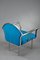 Vintage Blue Chromed Steel Armchairs, 1950s, Set of 2, Image 9