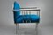 Vintage Blue Chromed Steel Armchairs, 1950s, Set of 2, Image 6