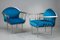 Vintage Blue Chromed Steel Armchairs, 1950s, Set of 2 3