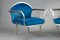 Vintage Blue Chromed Steel Armchairs, 1950s, Set of 2 4