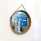 Moderner italienischer Mid-Century Spiegel mit Rahmen aus massiver Eiche, Messing & Seil, 1960er 1