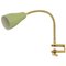 Green and Gold Brass Flexible Table Lamp with Shade,1950s 1