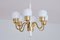 Six Arm T526 Brass and Opal Glass Chandelier by Hans-Agne Jakobsson for AB Markaryd, Sweden, 1960s 2