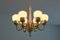 Six Arm T526 Brass and Opal Glass Chandelier by Hans-Agne Jakobsson for AB Markaryd, Sweden, 1960s 8