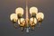 Six Arm T526 Brass and Opal Glass Chandelier by Hans-Agne Jakobsson for AB Markaryd, Sweden, 1960s 9