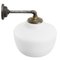 Vintage White Opaline, Cast Iron & Brass Wall Light, Image 2