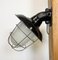 Industrial Black Enamel and Cast Iron Wall Lamp with Iron Grid, 1960s, Image 1