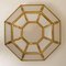 Octagonal Brass & Glass Flush Mount or Wall Light, 1970 6