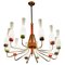 Brass and Murano Glass Chandelier from Stilnovo, Italy, 1950s, Image 1