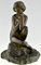 Maxime Real Del Sarte, Art Deco Skulptur, Sitzender Akt mit Blumen, Frankreich, 1920er, Bronze 4