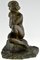 Maxime Real Del Sarte, Art Deco Skulptur, Sitzender Akt mit Blumen, Frankreich, 1920er, Bronze 6