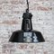 Lampe à Suspension d'Usine Industrielle Vintage en Émail Noir, Pays-Bas, 1930s 4