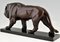 Max Le Verrier, Art Deco Style Sculpture, Walking Lion, Patinated Metal & Marble, Image 7