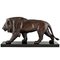 Max Le Verrier, Art Deco Style Sculpture, Walking Lion, Patinated Metal & Marble, Image 1