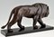 Max Le Verrier, Art Deco Style Sculpture, Walking Lion, Patinated Metal & Marble, Image 6