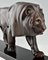 Escultura estilo Art Déco de Max Le Verrier, león andante, metal patinado y mármol, Imagen 10