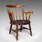 Antique English Victorian Beech Fireside Elbow Chair, 1890s, Image 1