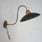 Antike Wandlampe aus Messing & Quecksilberglas mit Schwanenhals 11