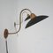 Antike Wandlampe aus Messing & Quecksilberglas mit Schwanenhals 1
