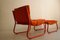 Lounge Chair with Table and Ottoman in Orange from Cor, 1970s, Set of 3 7