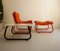 Lounge Chair with Table and Ottoman in Orange from Cor, 1970s, Set of 3 3