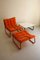 Lounge Chair with Table and Ottoman in Orange from Cor, 1970s, Set of 3 8