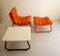 Lounge Chair with Table and Ottoman in Orange from Cor, 1970s, Set of 3 5