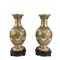 Chinese Cloisonne Vases with Black Bases, Set of 2 1
