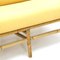 Sofá de ratán con relleno de tela amarilla, años 60, Imagen 12
