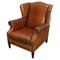Dutch Cognac Colored Leather Wingback Club Chair, Image 1