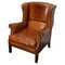 Dutch Cognac Colored Leather Wingback Club Chair 1