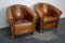 Club chair in pelle color cognac, Olanda, set di 2, Immagine 2