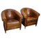 Club chair in pelle color cognac, Olanda, set di 2, Immagine 1