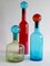 Large Mid-Century Modern Style Red, Blue and Green Murano Glass Bottles, Set of 3 3
