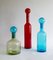 Large Mid-Century Modern Style Red, Blue and Green Murano Glass Bottles, Set of 3 7