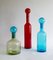 Large Mid-Century Modern Style Red, Blue and Green Murano Glass Bottles, Set of 3, Image 7