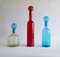 Large Mid-Century Modern Style Red, Blue and Green Murano Glass Bottles, Set of 3 6