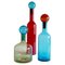 Botellas Mid-Century modernas de cristal de Murano en rojo, azul y verde. Juego de 3, Imagen 1