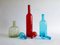 Large Mid-Century Modern Style Red, Blue and Green Murano Glass Bottles, Set of 3 4