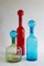 Large Mid-Century Modern Style Red, Blue and Green Murano Glass Bottles, Set of 3, Image 2