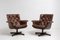 Fauteuils Mid-Century en Cuir Marron Foncé, Suède, Set de 2 7