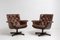 Swedish Mid-Century Modern Dark Brown Leather Armchairs, Set of 2, Image 7