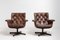 Swedish Mid-Century Modern Dark Brown Leather Armchairs, Set of 2 2