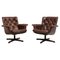 Swedish Mid-Century Modern Dark Brown Leather Armchairs, Set of 2 1