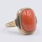 Vintage Ring in 8k Yellow Gold and Cabochon Coral, 1950s 3