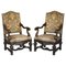 Italian Hand Carved Walnut Throne Armchairs, 1860s, Set of 2 1